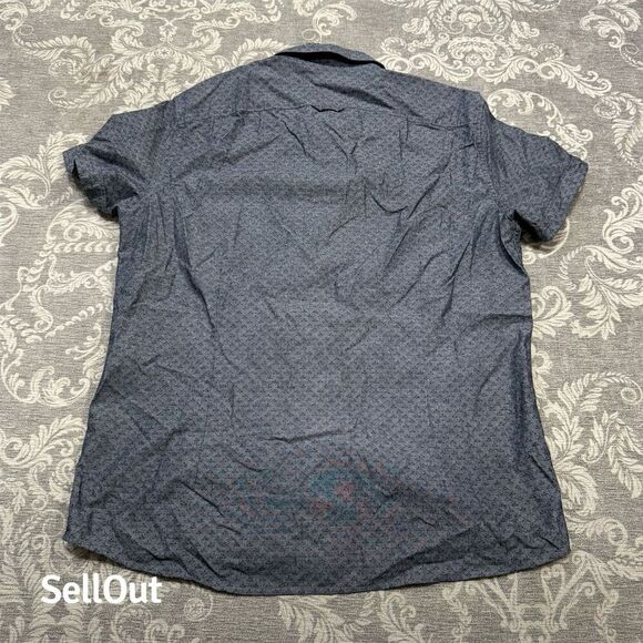 Kenneth Cole Reaction Men's L Blue Graphic Print Short Sleeve Shirt - Picture 2 of 8